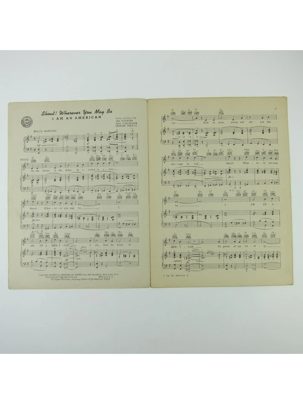 Sheet Music Shout! Wherever You May Be I Am An American Patriotic Vintage 1940